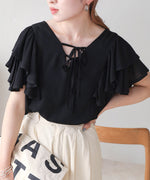 LAYER FRILL SLEEVE BLOUSE