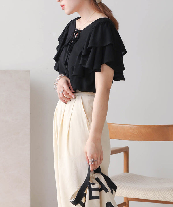 LAYER FRILL SLEEVE BLOUSE