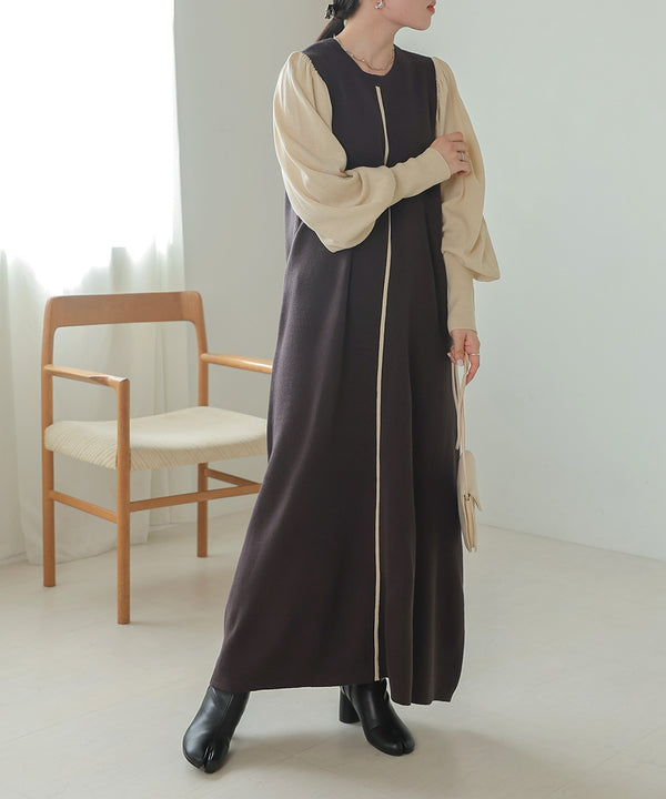 COLOR COMBINATION KNIT ONEPIECE
