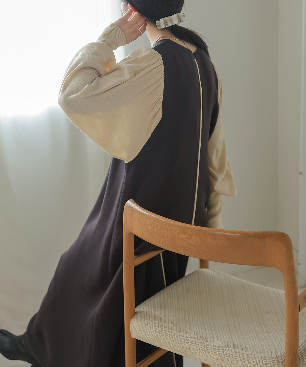 COLOR COMBINATION KNIT ONEPIECE