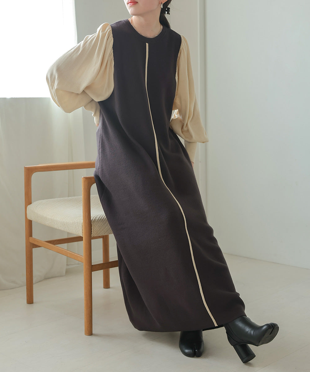 COLOR COMBINATION KNIT ONEPIECE
