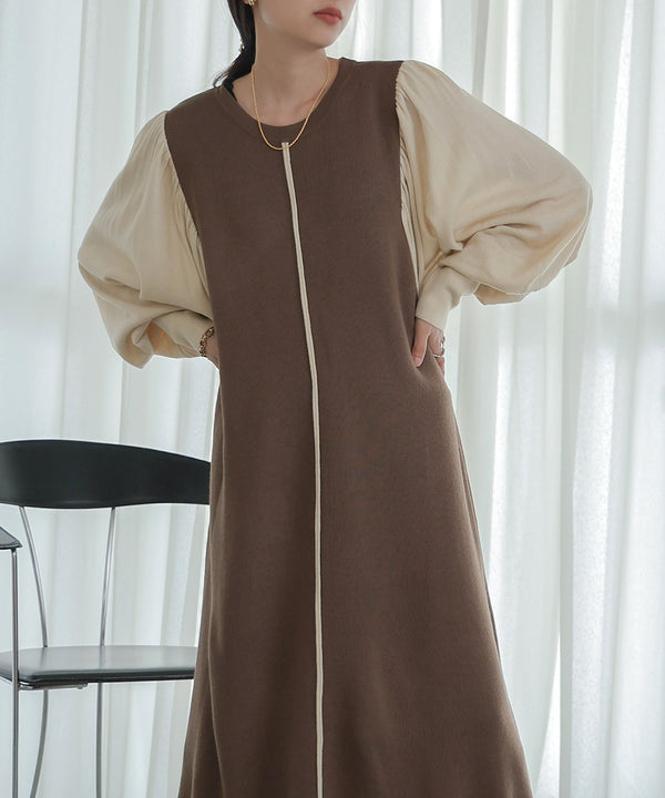 COLOR COMBINATION KNIT ONEPIECE