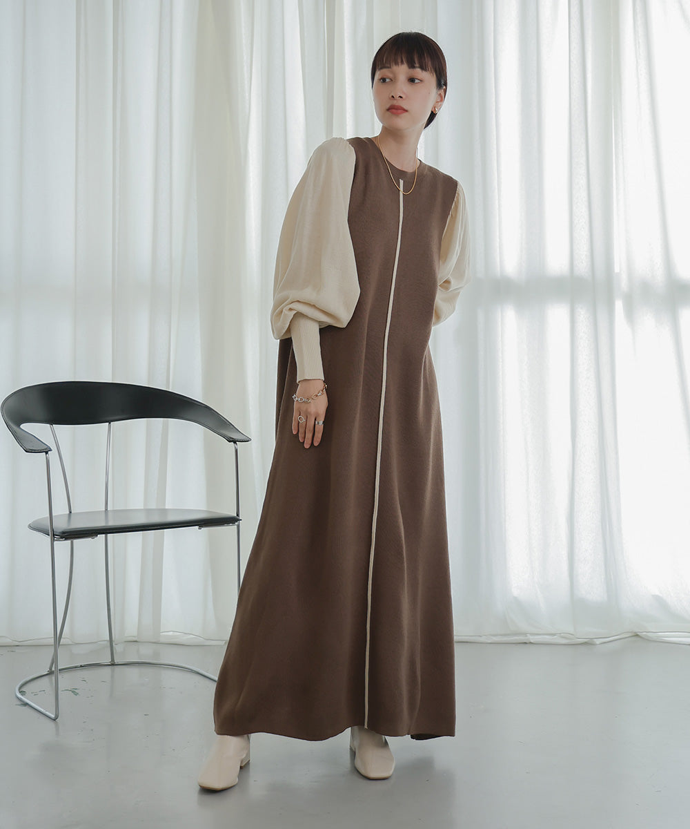 COLOR COMBINATION KNIT ONEPIECE
