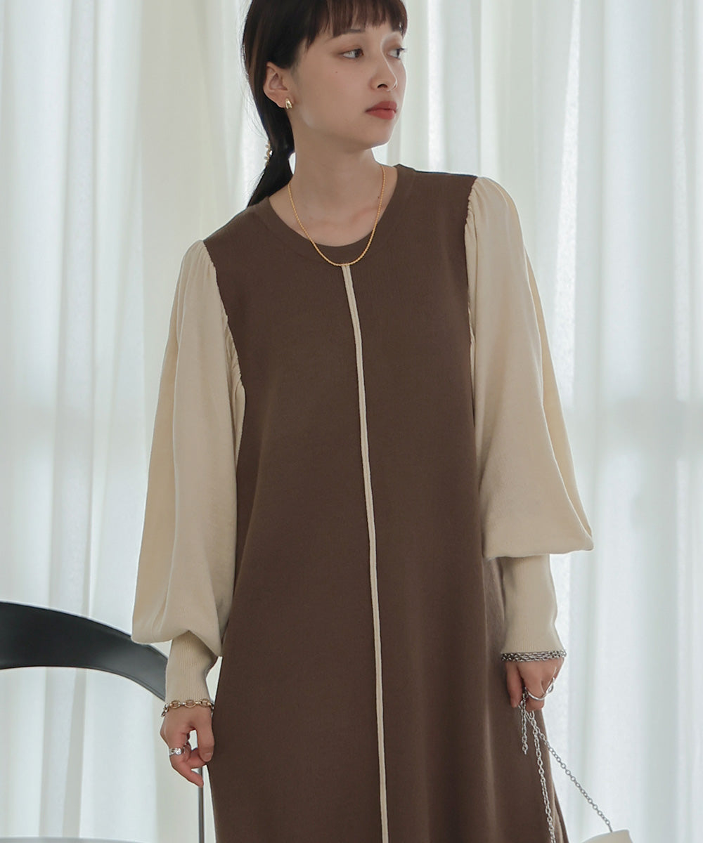 COLOR COMBINATION KNIT ONEPIECE