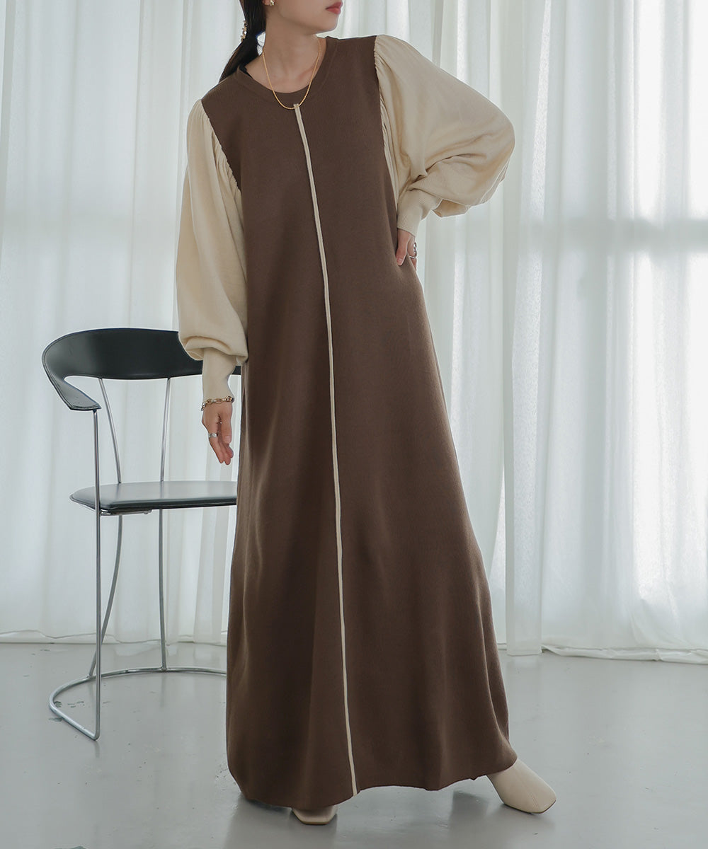 COLOR COMBINATION KNIT ONEPIECE