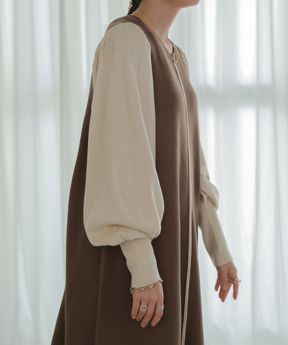 COLOR COMBINATION KNIT ONEPIECE