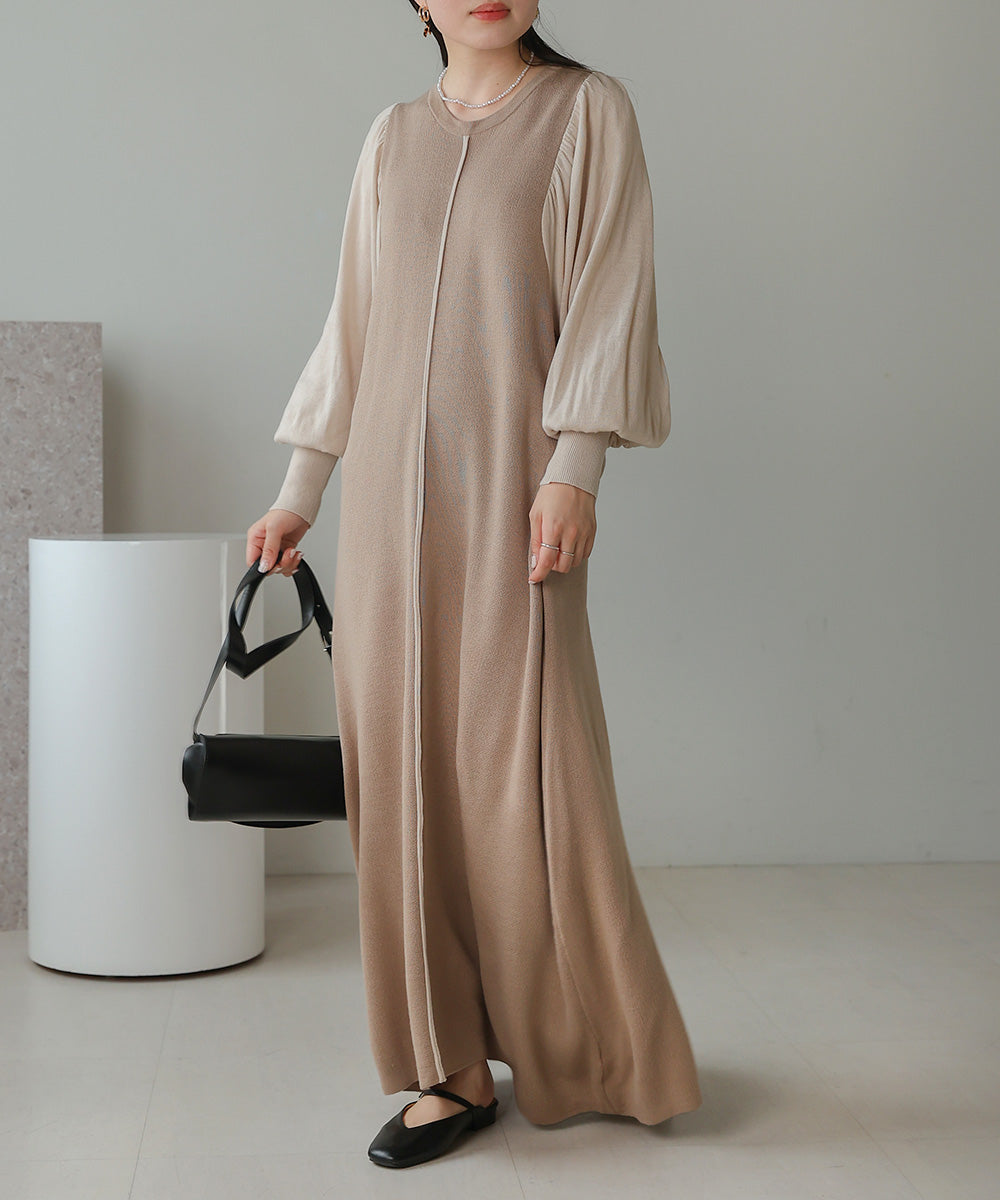 COLOR COMBINATION KNIT ONEPIECE