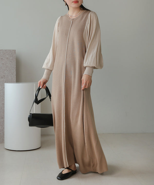 COLOR COMBINATION KNIT ONEPIECE