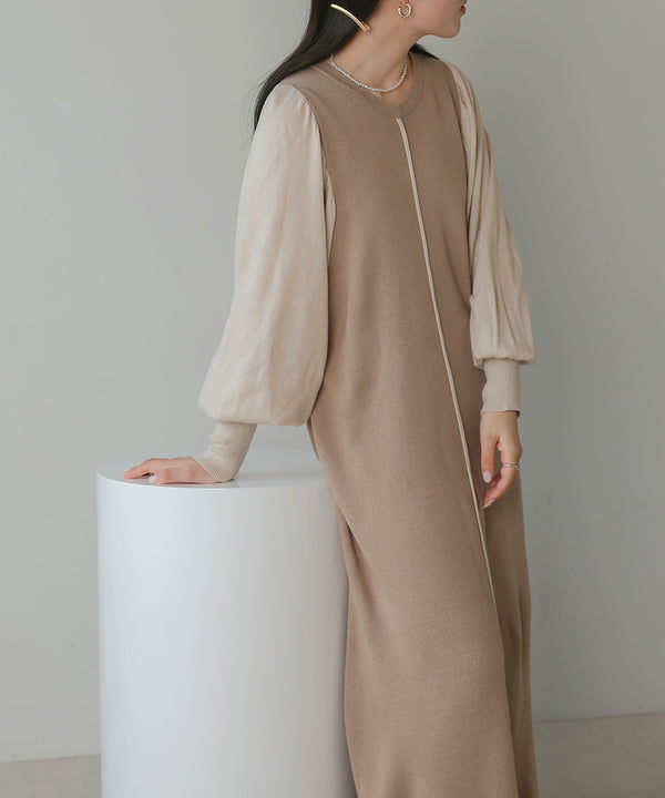 COLOR COMBINATION KNIT ONEPIECE