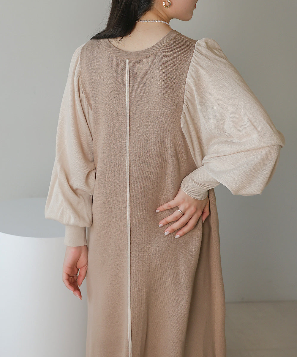 COLOR COMBINATION KNIT ONEPIECE