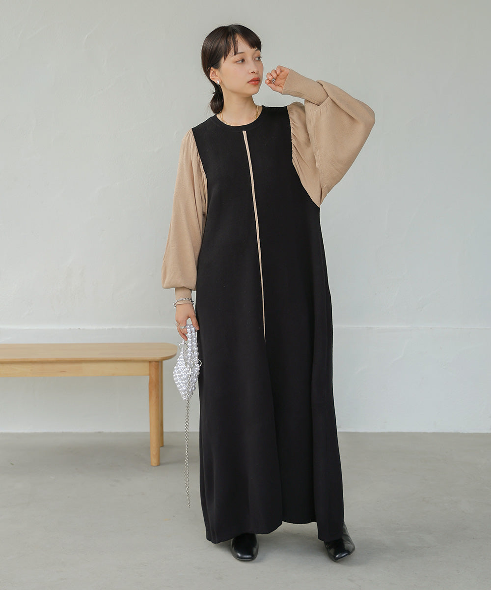 COLOR COMBINATION KNIT ONEPIECE