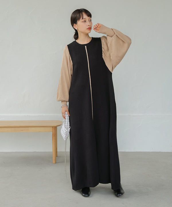 COLOR COMBINATION KNIT ONEPIECE