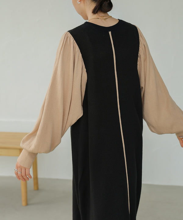 COLOR COMBINATION KNIT ONEPIECE