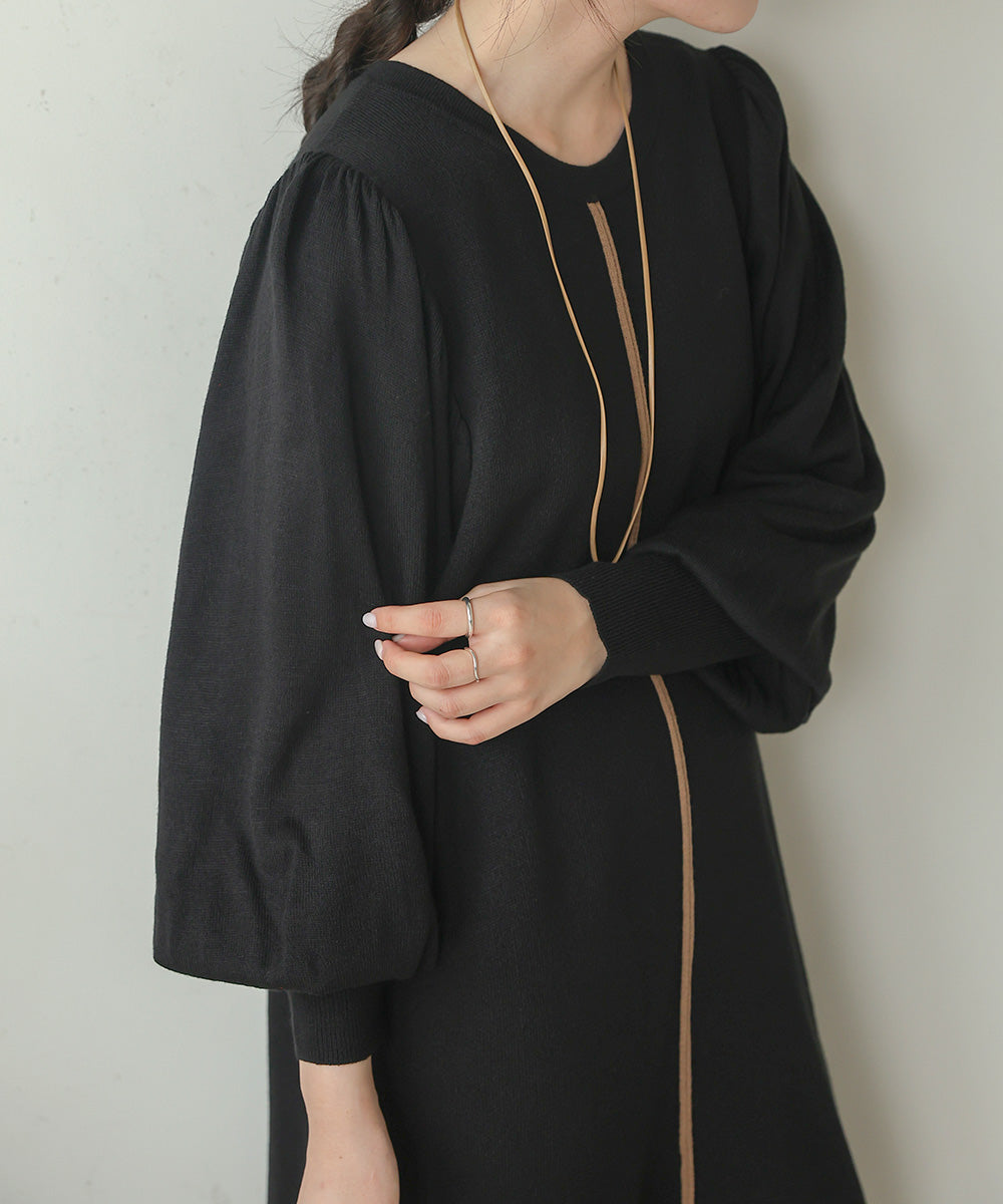COLOR COMBINATION KNIT ONEPIECE
