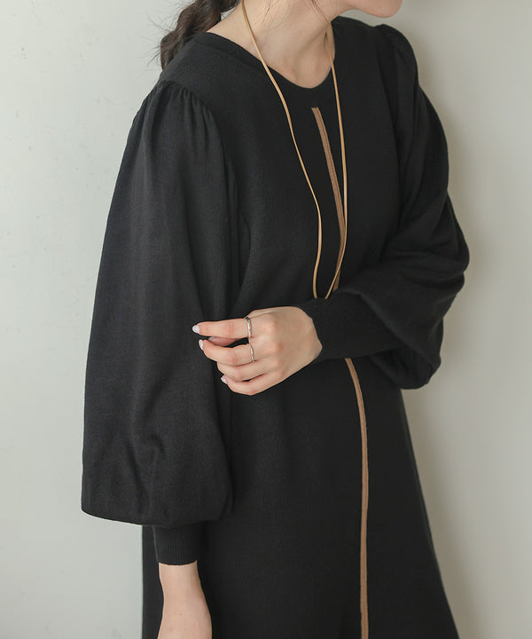 COLOR COMBINATION KNIT ONEPIECE