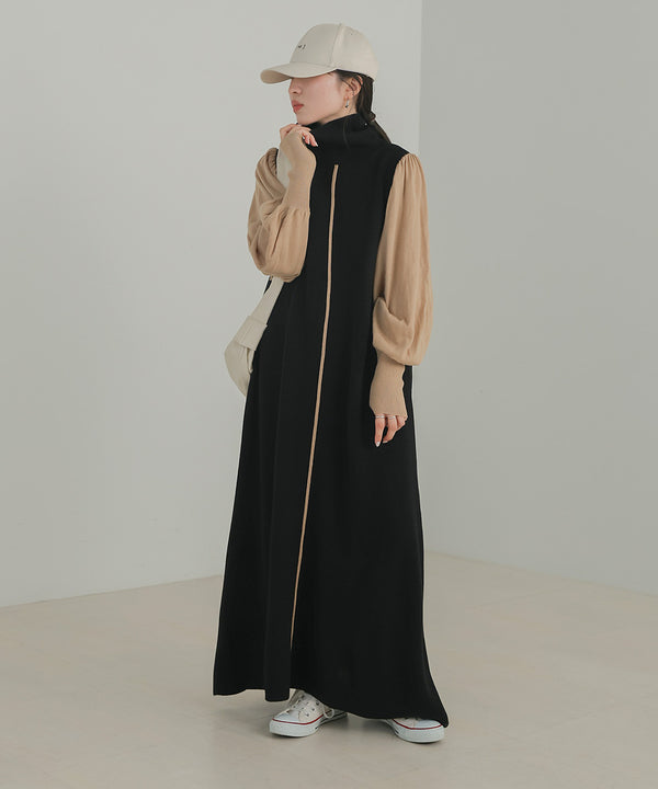 COLOR COMBINATION KNIT ONEPIECE