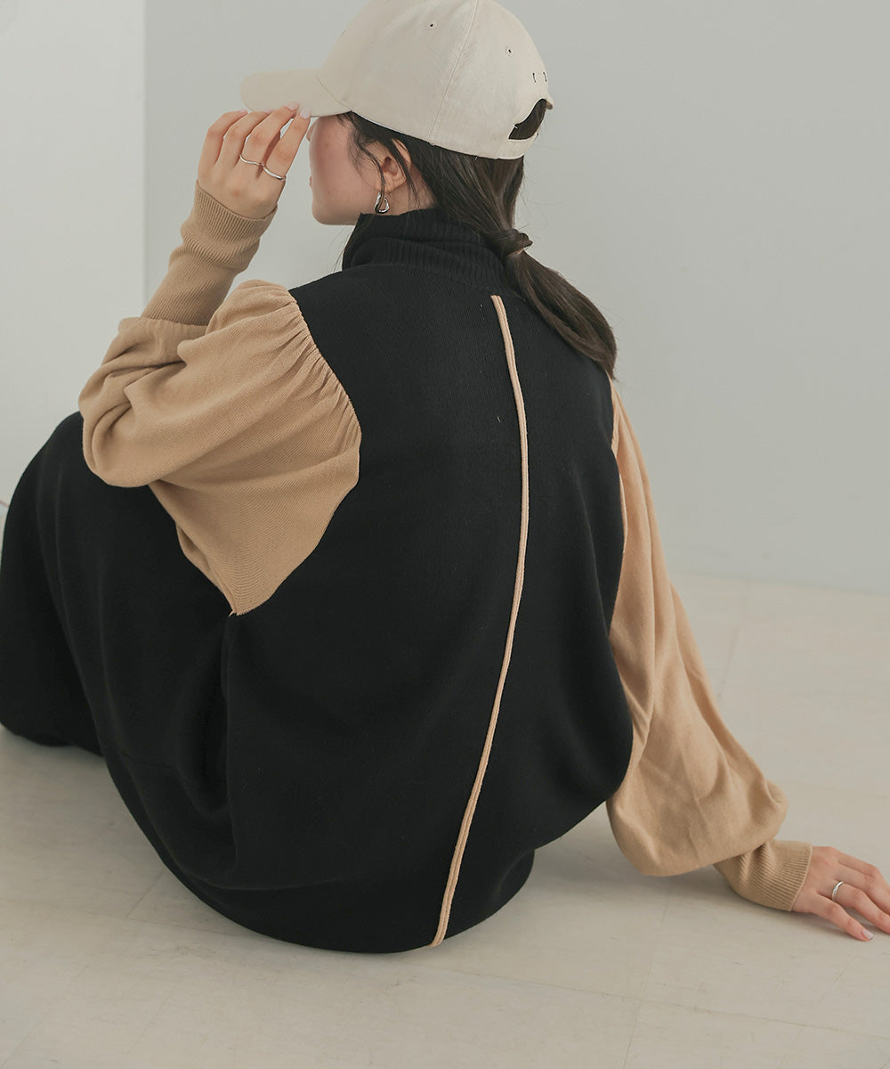 COLOR COMBINATION KNIT ONEPIECE
