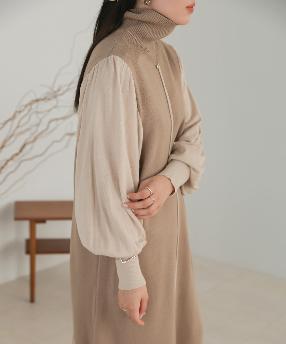 COLOR COMBINATION KNIT ONEPIECE