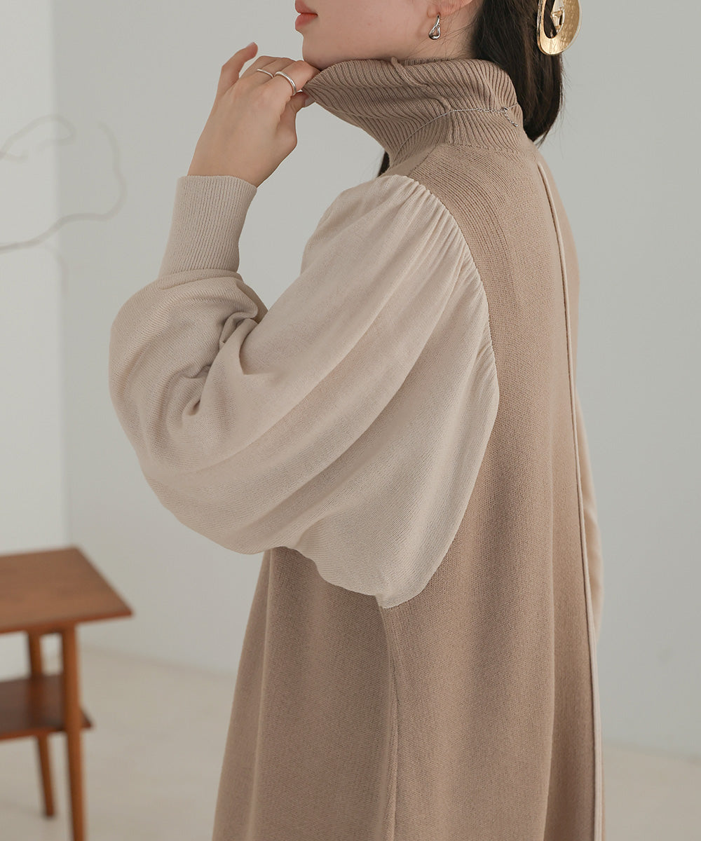 COLOR COMBINATION KNIT ONEPIECE
