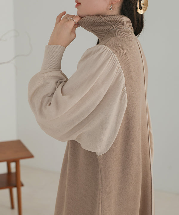 COLOR COMBINATION KNIT ONEPIECE