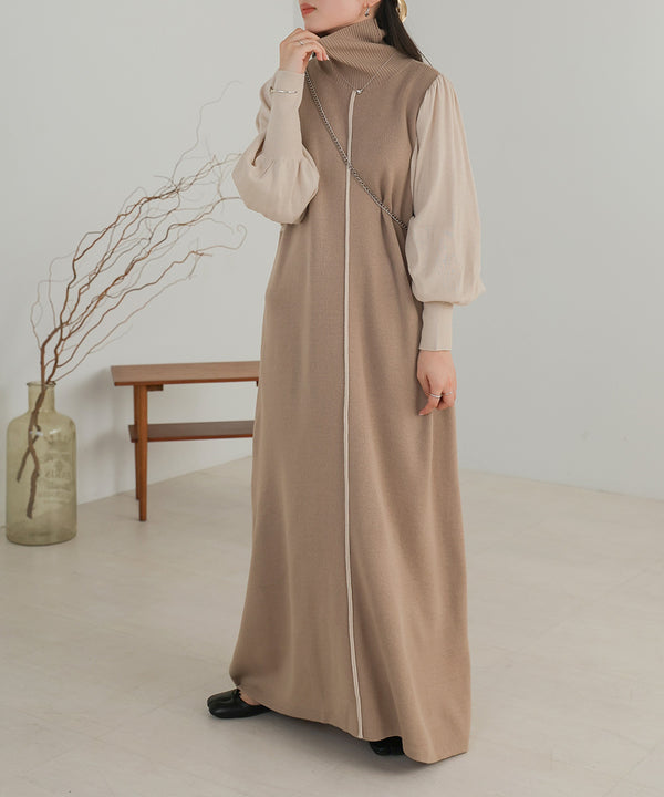COLOR COMBINATION KNIT ONEPIECE
