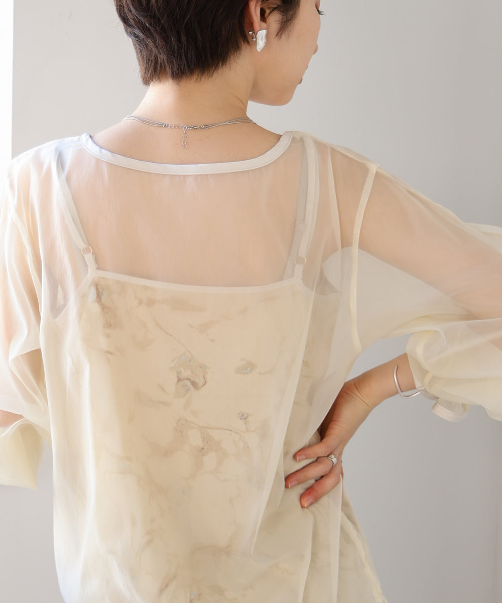 SHEER TOPS WITH MARBLE CAMISOLE 