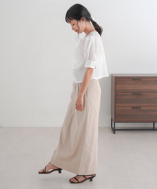 PUFF SLEEVE RUCHED BLOUSE