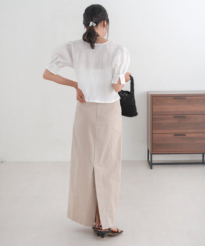 PUFF SLEEVE RUCHED BLOUSE