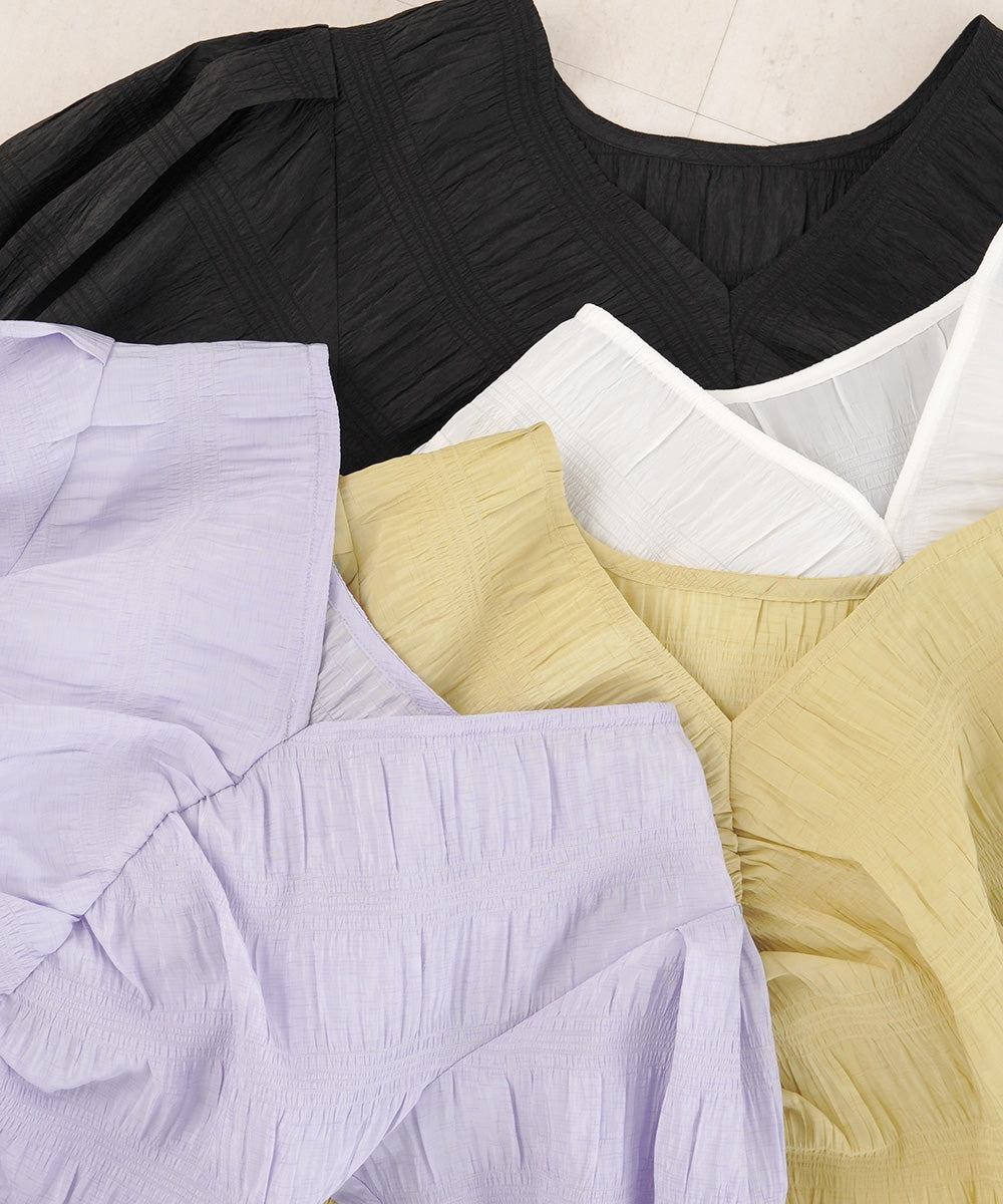 PUFF SLEEVE RUCHED BLOUSE