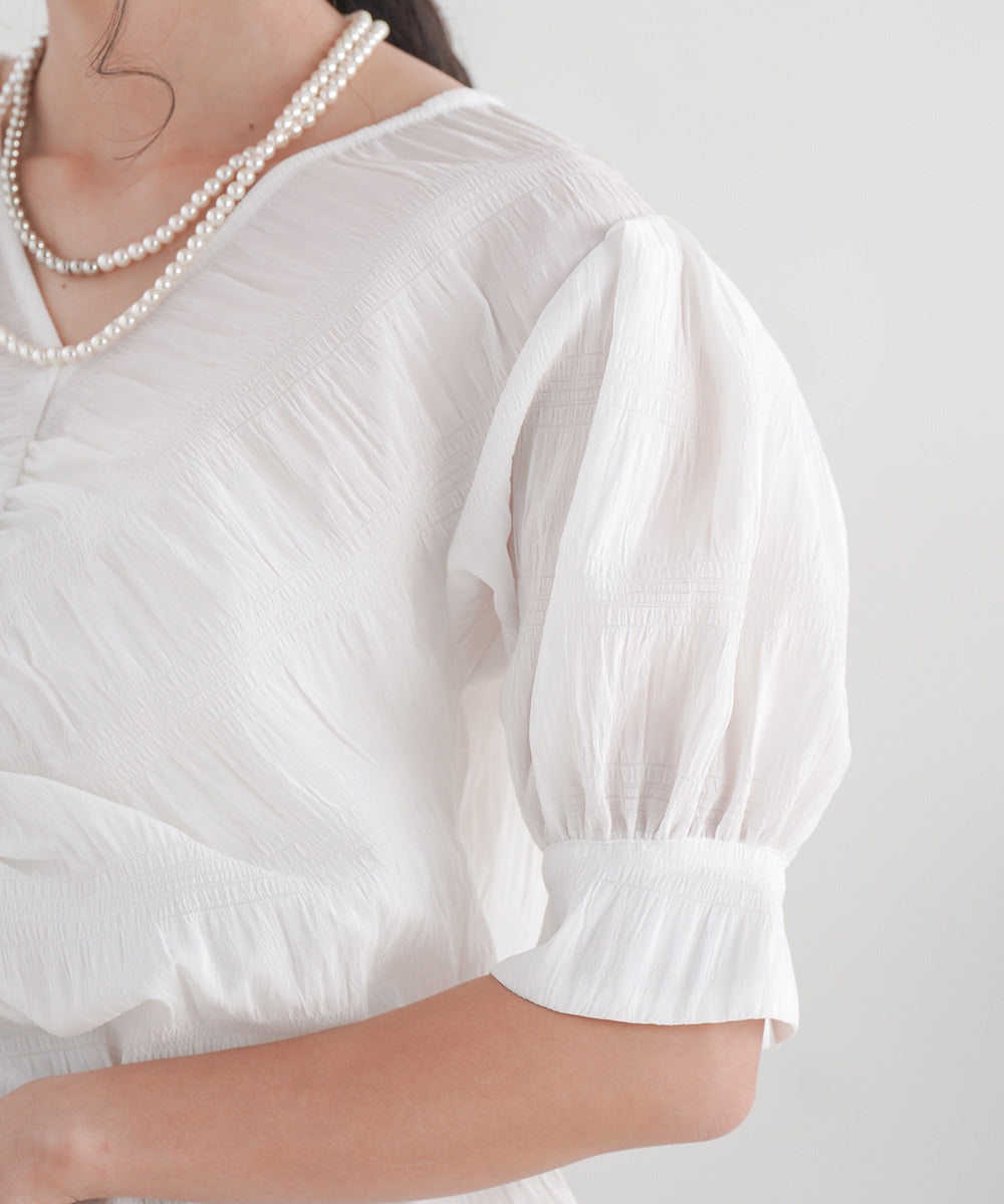 PUFF SLEEVE RUCHED BLOUSE