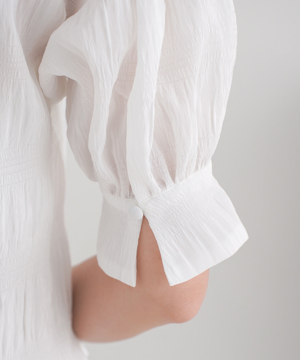 PUFF SLEEVE RUCHED BLOUSE