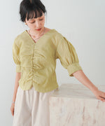 PUFF SLEEVE RUCHED BLOUSE