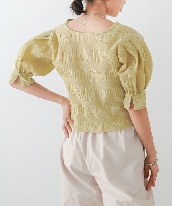 PUFF SLEEVE RUCHED BLOUSE