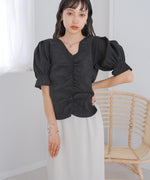 PUFF SLEEVE RUCHED BLOUSE