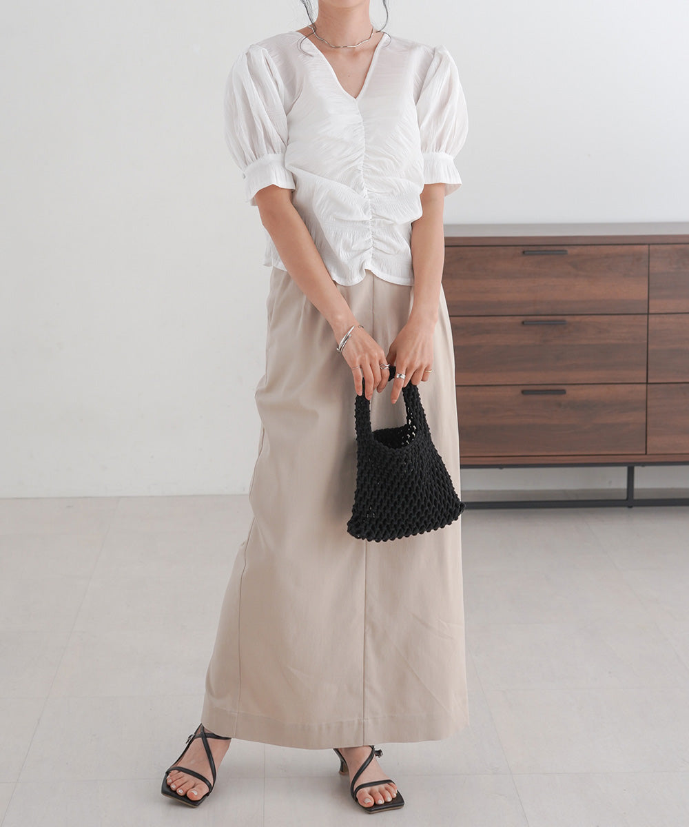 PUFF SLEEVE RUCHED BLOUSE