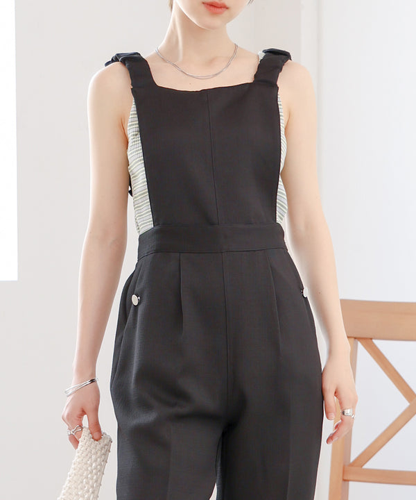 2WAY SHOULDER SHIRRING SALOPETTE