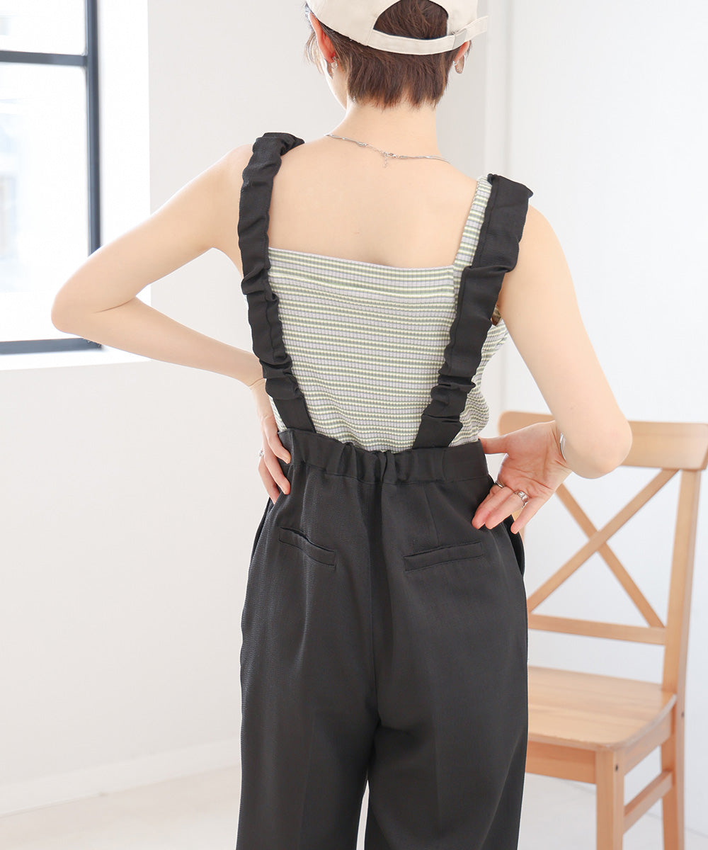2WAY SHOULDER SHIRRING SALOPETTE