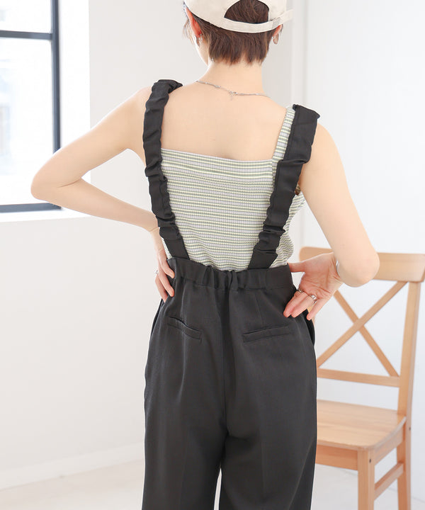 2WAY SHOULDER SHIRRING SALOPETTE
