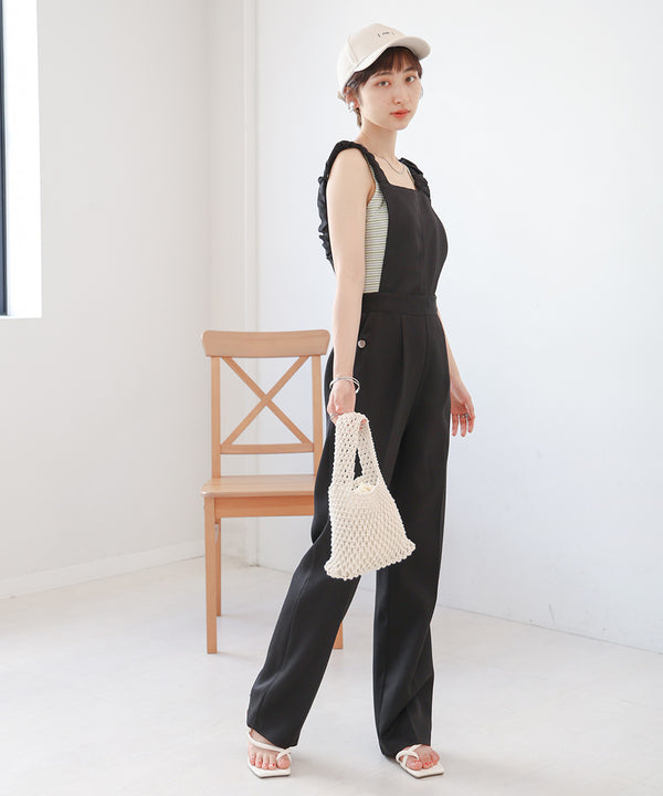 2WAY SHOULDER SHIRRING SALOPETTE