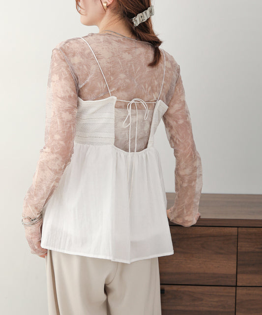 LACE SWITCHING FLARE CAMISOLE