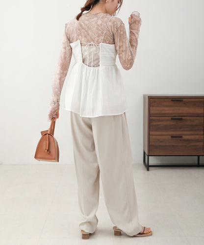 LACE SWITCHING FLARE CAMISOLE