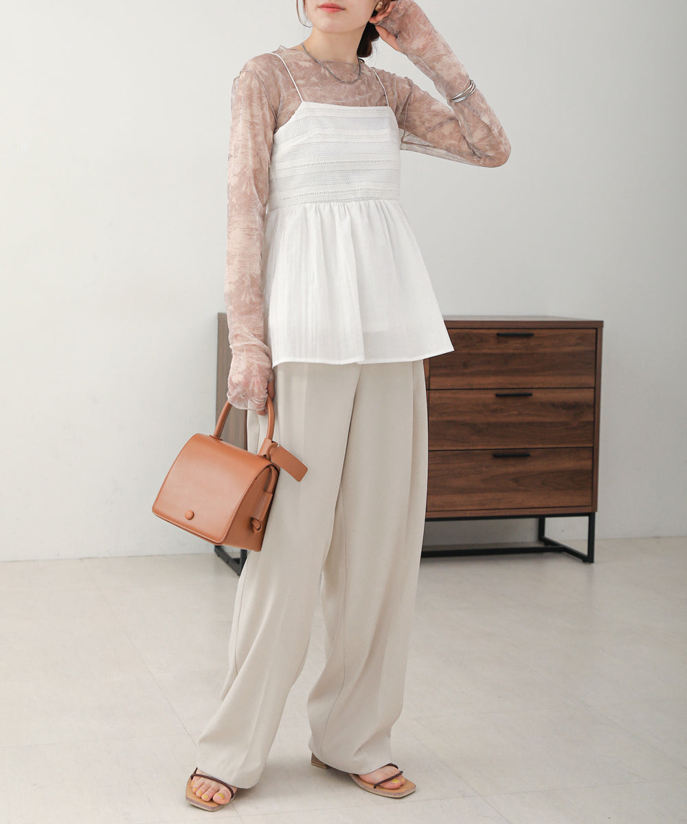 LACE SWITCHING FLARE CAMISOLE