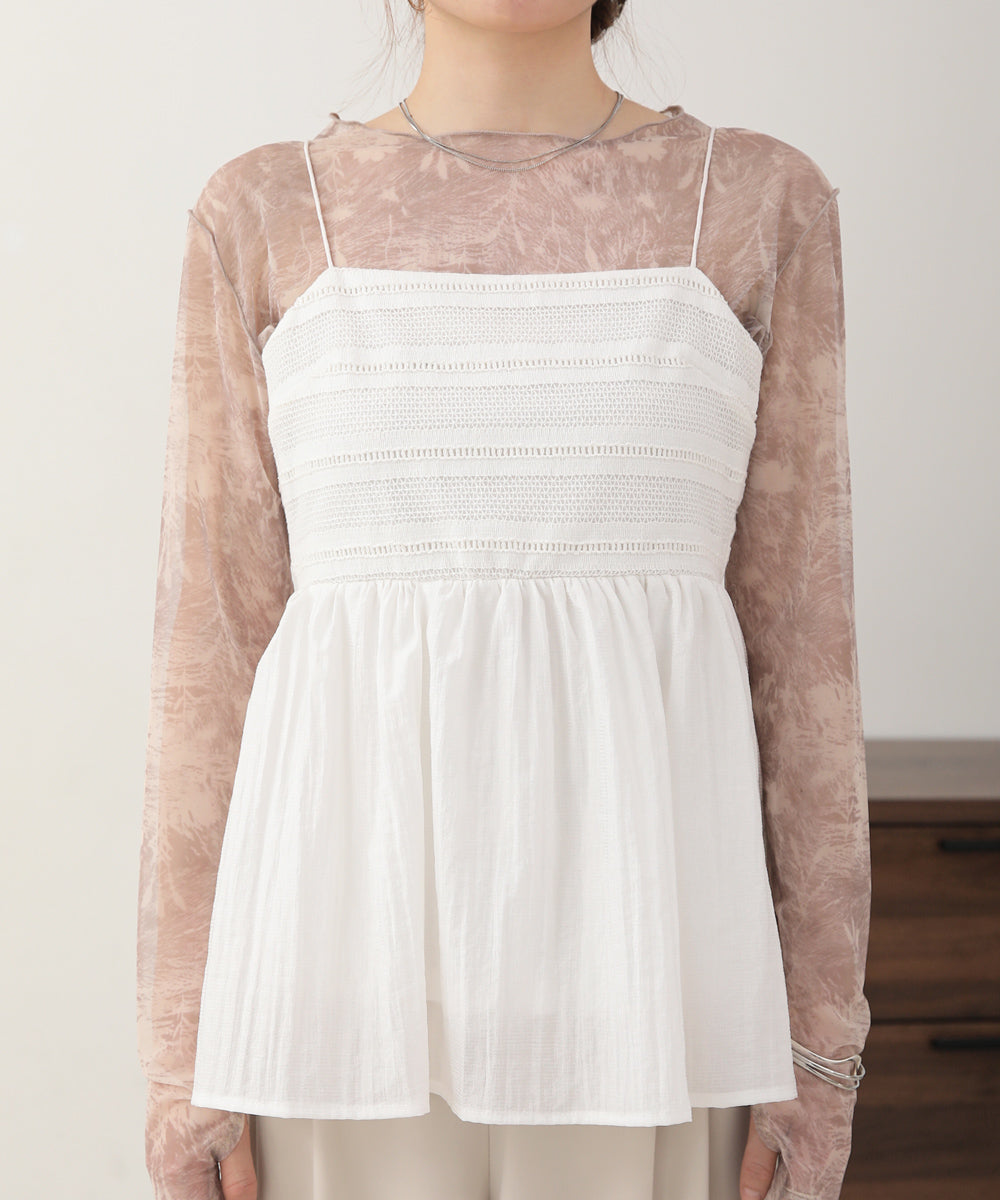 LACE SWITCHING FLARE CAMISOLE