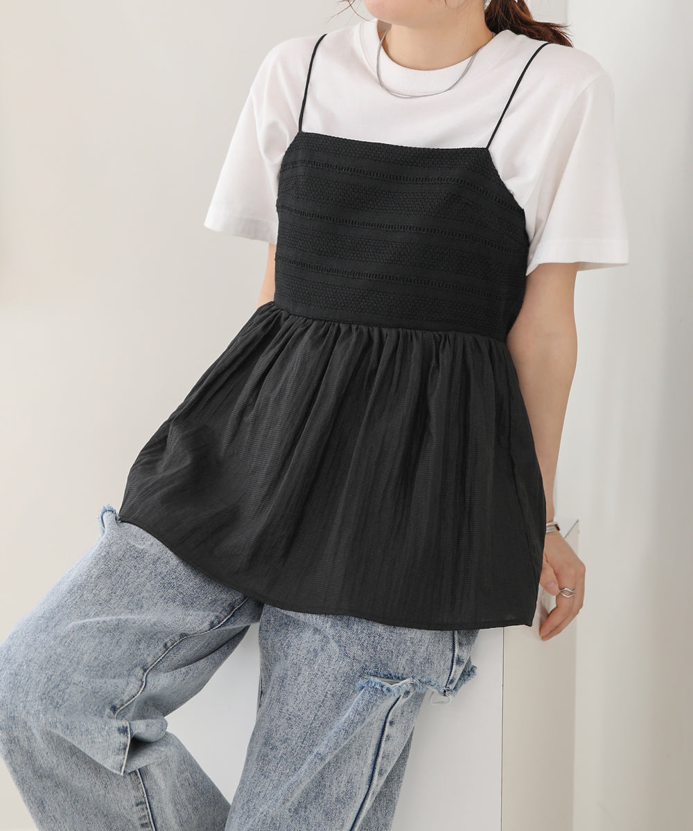 LACE SWITCHING FLARE CAMISOLE