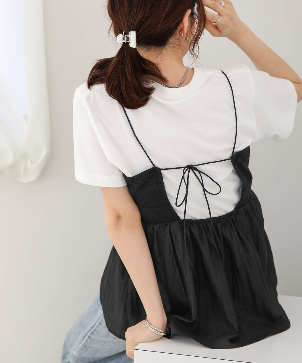 LACE SWITCHING FLARE CAMISOLE