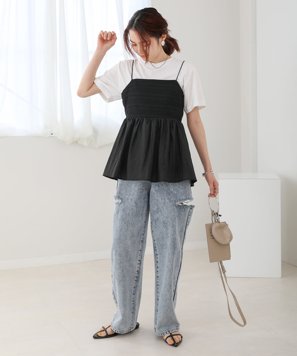 LACE SWITCHING FLARE CAMISOLE