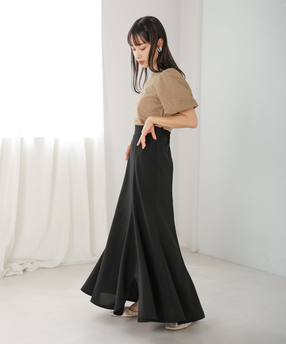 louren / pleats flare long skirt
