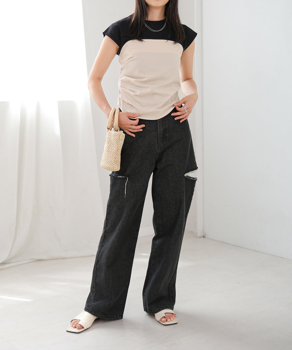 Bone bustier と layerd pants のセット - カジュアルパンツ