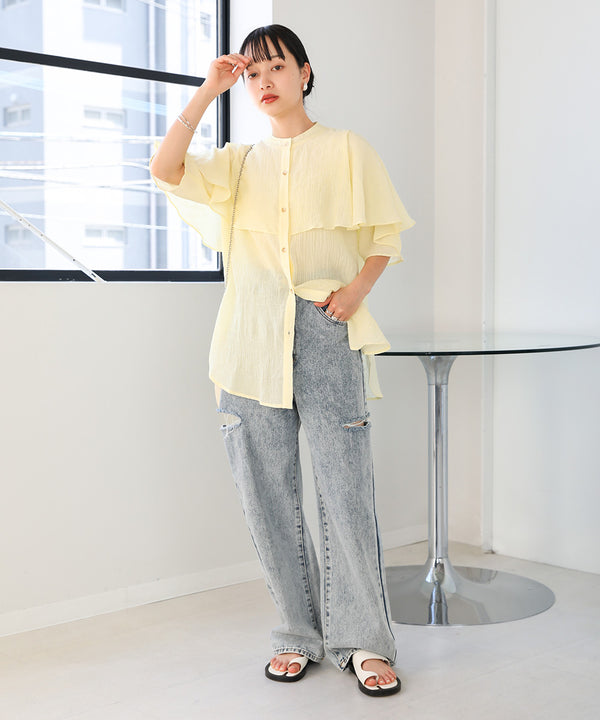 RUFFLE HALF SLEEVE BLOUSE