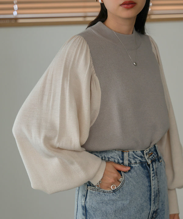 COLOR SCHEME PETITE HIGH KNIT TOP